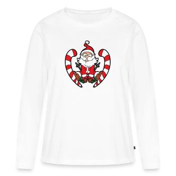 Père Noël - T-shirt manches longues Premium bio Femme - blanc - Devant - Julia (174cm)