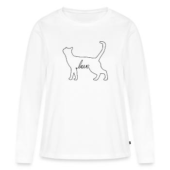Félin - T-shirt manches longues Premium bio Femme - blanc - Devant - Julia (174cm)