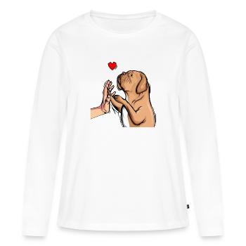 Dogue de Bordeaux Dogue Chiens - T-shirt manches longues Premium bio Femme - blanc - Devant - Julia (174cm)