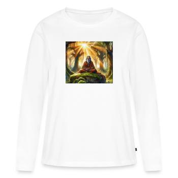 Yogi (B) - T-shirt manches longues Premium bio Femme - blanc - Devant - Julia (174cm)