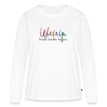 Lustiges Lehrerin Kreide Kinder Koffein Geschenk - Frauen Premium Bio Langarmshirt - Weiß - Vorne - Julia (174cm)