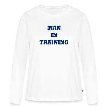 Man in Training - T-shirt manches longues Premium bio Femme - blanc - Devant - Julia (174cm)
