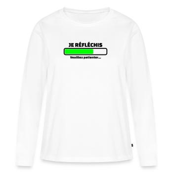 je réfléchis veuillez patienter - T-shirt manches longues Premium bio Femme - blanc - Devant - Julia (174cm)
