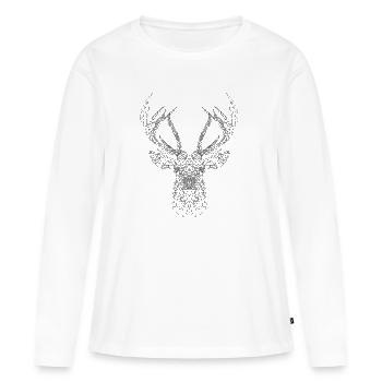 cerf trait - T-shirt manches longues Premium bio Femme - blanc - Devant - Julia (174cm)