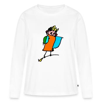 petite sorcière sur le balai - T-shirt manches longues Premium bio Femme - blanc - Devant - Julia (174cm)