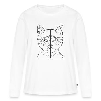 ami chat, ami de chat, chemise de chat - T-shirt manches longues Premium bio Femme - blanc - Devant - Julia (174cm)