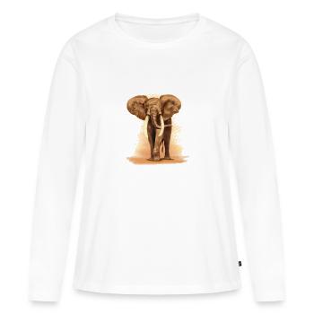 éléphant - T-shirt manches longues Premium bio Femme - blanc - Devant - Julia (174cm)