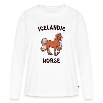 Cheval Fou Chevaux Islandais Dire Chevaux Cheval Amour - T-shirt manches longues Premium bio Femme - blanc - Devant - Julia (174cm)