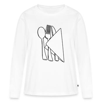 Couverts dans la serviette - T-shirt manches longues Premium bio Femme - blanc - Devant - Julia (174cm)