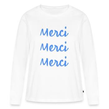 MERCI. MAÎTRESSE. MAÎTRE. MERCI MAÎTRESSE - T-shirt manches longues Premium bio Femme - blanc - Devant - Julia (174cm)