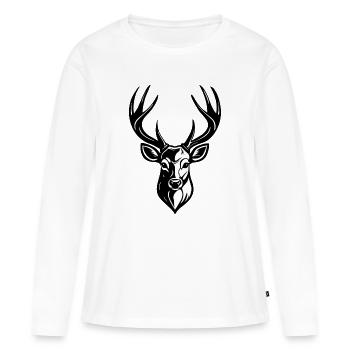 TÊTE DE CERF - T-shirt manches longues Premium bio Femme - blanc - Devant - Julia (174cm)