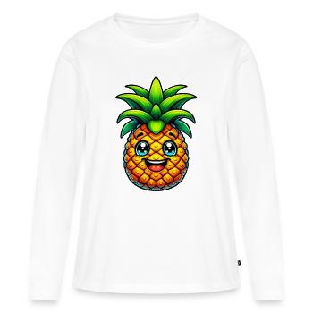 Ananas - T-shirt manches longues Premium bio Femme - blanc - Devant - Julia (174cm)