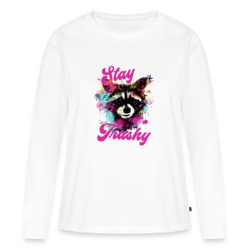 Restez trash - T-shirt manches longues Premium bio Femme - blanc - Devant - Julia (174cm)