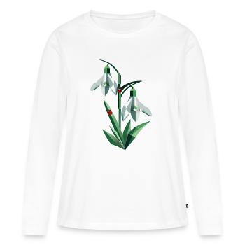Deux perce-neige avec des coccinelles - T-shirt manches longues Premium bio Femme - blanc - Devant - Julia (174cm)