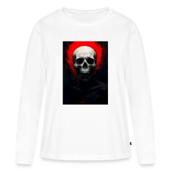 Crâne en braise rouge - T-shirt manches longues Premium bio Femme - blanc - Devant - Julia (174cm)