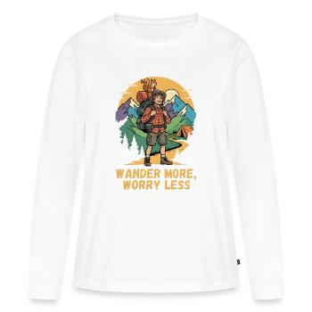 Motif Wanderlust pour les alpinistes et les randonneurs - T-shirt manches longues Premium bio Femme - blanc - Devant - Julia (174cm)
