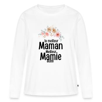 la meilleur maman, meilleur mamie aussi ! - T-shirt manches longues Premium bio Femme - blanc - Devant - Julia (174cm)