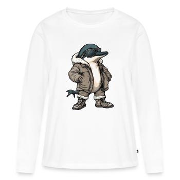 Delfin Hiver frais - T-shirt manches longues Premium bio Femme - blanc - Devant - Julia (174cm)