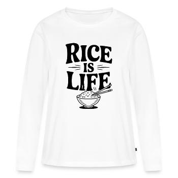 Rice is Life - Women's Premium Organic Long Sleeve Shirt - white - Front - Julia (174cm)