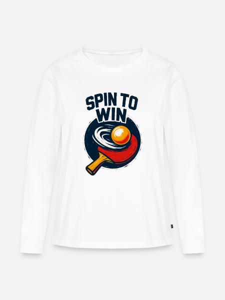 Dreh dich zum Sieg – Tischtennis - Frauen Premium Bio Langarmshirt - Weiß