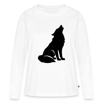Silhouette de loup - T-shirt manches longues Premium bio Femme - blanc - Devant - Julia (174cm)