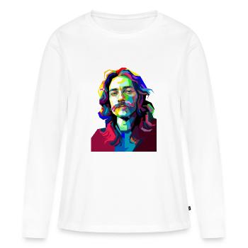 Trommelmusiker-Pop-Art - Frauen Premium Bio Langarmshirt - Weiß - Vorne - Julia (174cm)