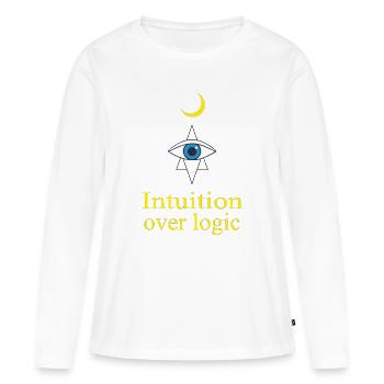 Intuition plutôt que logique - T-shirt manches longues Premium bio Femme - blanc - Devant - Julia (174cm)