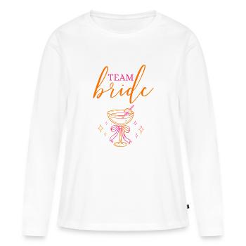 TEAM BRIDE! Cocktail glass with bow - Women's Premium Organic Long Sleeve Shirt - white - Front - Julia (174cm)