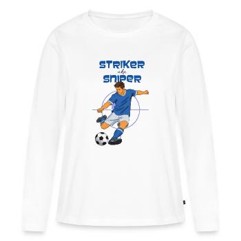 Thème de football Striker Sniper (Striker) - T-shirt manches longues Premium bio Femme - blanc - Devant - Julia (174cm)