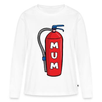 Maman extincteur - T-shirt manches longues Premium bio Femme - blanc - Devant - Julia (174cm)