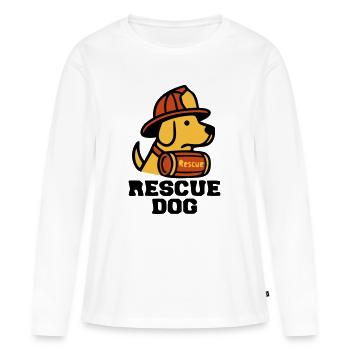 Logo du chien de secours des chiens de pompiers - T-shirt manches longues Premium bio Femme - blanc - Devant - Julia (174cm)