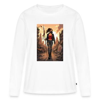 Punk Warrior in Ruins - Women's Premium Organic Long Sleeve Shirt - white - Front - Julia (174cm)