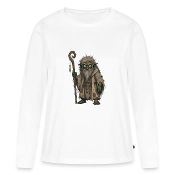 Grizzled Goblin Sage mit Stab - Frauen Premium Bio Langarmshirt - Weiß - Vorne - Julia (174cm)