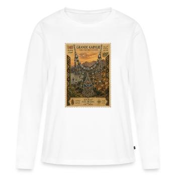 Bijoux Berbères sur Kabylie - T-shirt manches longues Premium bio Femme - blanc - Devant - Julia (174cm)