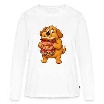 Voleur de sandwichs Golden Retriever - T-shirt manches longues Premium bio Femme - blanc - Devant - Julia (174cm)