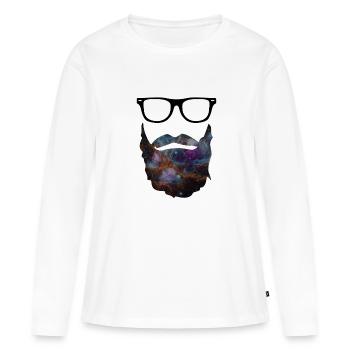 Barbe - barbe avec des lunettes - T-shirt manches longues Premium bio Femme - blanc - Devant - Julia (174cm)