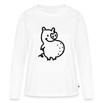 Dicke Sau - Line - Frauen Premium Bio Langarmshirt - Weiß - Vorne - Julia (174cm)