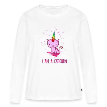 Unicorn Cat - Frauen Premium Bio Langarmshirt - Weiß - Vorne - Julia (174cm)