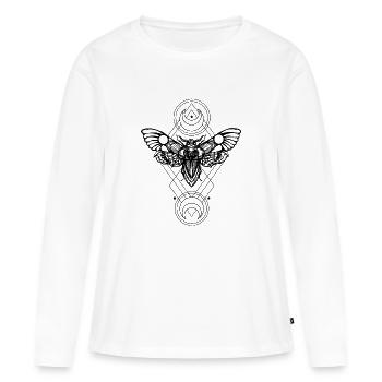 géométrie sacrée - géométrique tête de mort -Sfinge - T-shirt manches longues Premium bio Femme - blanc - Devant - Julia (174cm)