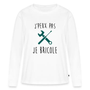 j'peux pas je bricole - T-shirt manches longues Premium bio Femme - blanc - Devant - Julia (174cm)