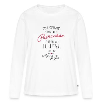 princesse et Ju-Jitsu - T-shirt manches longues Premium bio Femme - blanc - Devant - Julia (174cm)