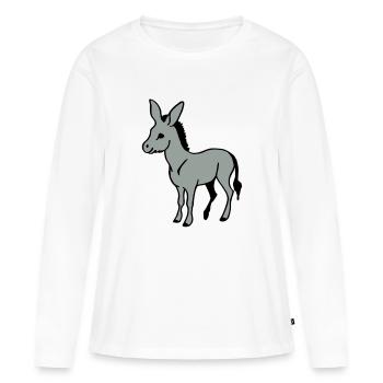Âne - T-shirt manches longues Premium bio Femme - blanc - Devant - Julia (174cm)