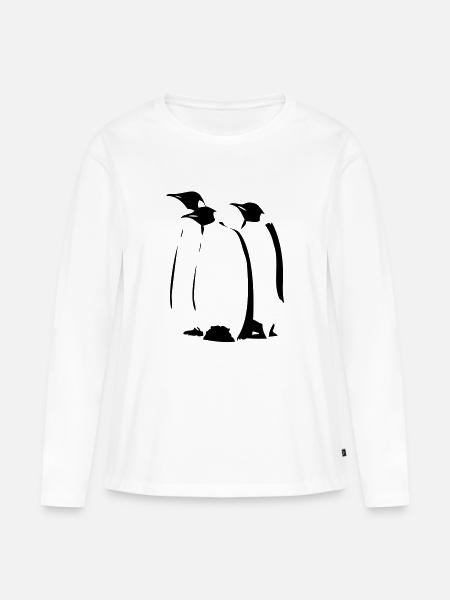 Pinguine - Frauen Premium Bio Langarmshirt - Weiß