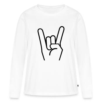Main de roche - T-shirt manches longues Premium bio Femme - blanc - Devant - Julia (174cm)