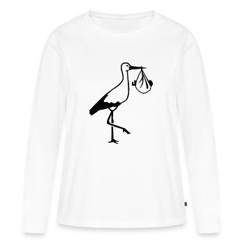 Cigogne - T-shirt manches longues Premium bio Femme - blanc - Devant - Julia (174cm)