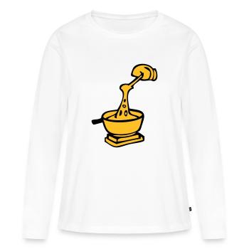 dessin de fondue, spécialité culinaire suisse - T-shirt manches longues Premium bio Femme - blanc - Devant - Julia (174cm)