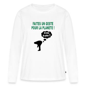 humour écolo - T-shirt manches longues Premium bio Femme - blanc - Devant - Julia (174cm)