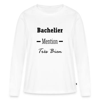 Bachelier mention très bien - T-shirt manches longues Premium bio Femme - blanc - Devant - Julia (174cm)