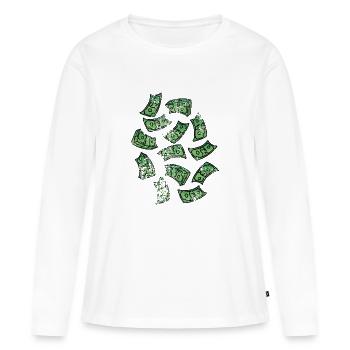 Dollarschein Regen - Frauen Premium Bio Langarmshirt - Weiß - Vorne - Julia (174cm)