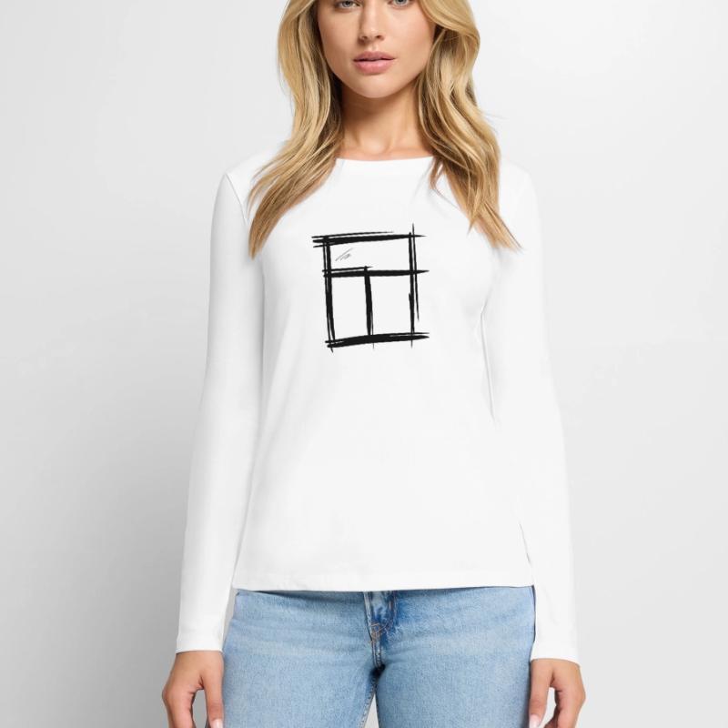 Window, hand-drawn, pencil drawing Women's Premium Organic Long Sleeve Shirt